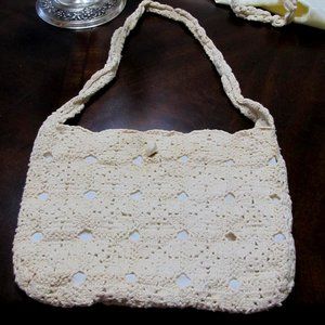 Ivory Crochet Purse, Hand Made